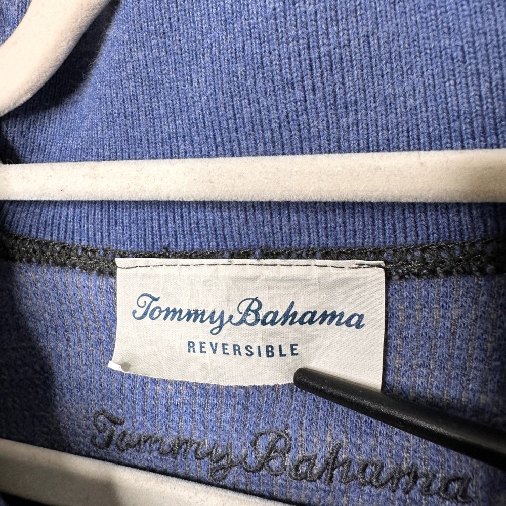 Tommy Bahama Reversible Quarter Zip Pullover Men's Gray Blue Cotton Lyocell XL - Picture 3 of 12